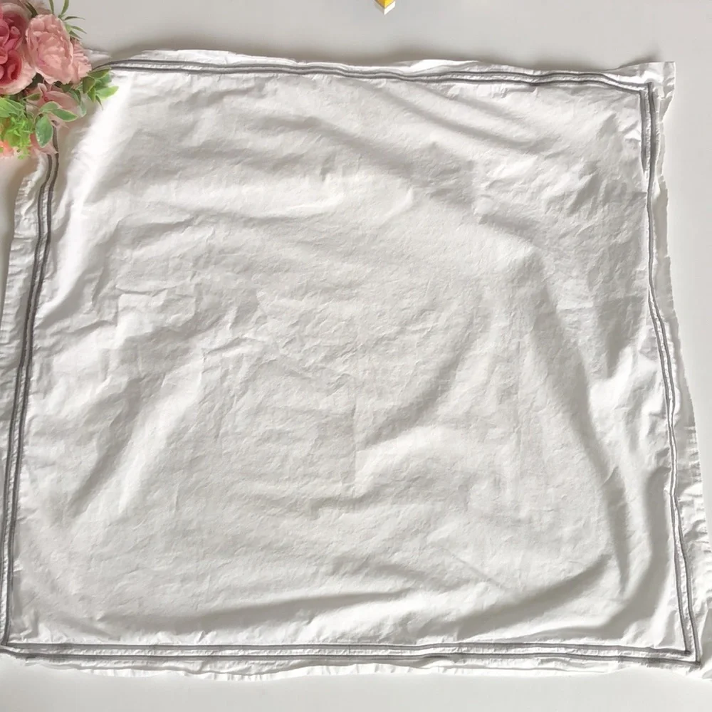 Restoration Hardware ITALIAN HOTEL SATIN STITCH Euro SHAM Fog White Silver